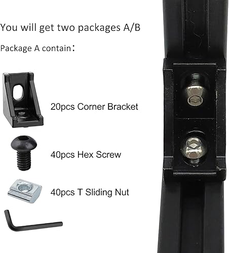 Miniatura 3 de 20 juegos de conectores de extrusión serie 20 2020 soporte de esquina de extrusión de aluminio con tornillos, 8 piezas 2020 soportes de extremo de