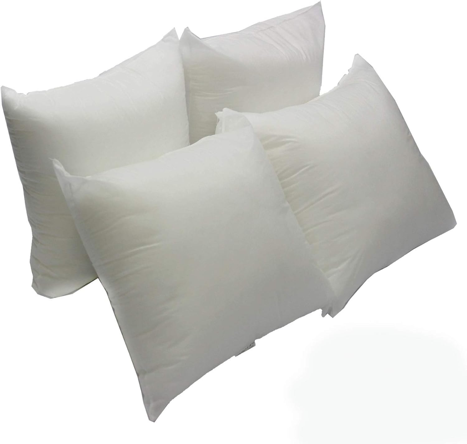 Mybecca 4 Pack Premium Hypoallergenic Stuffer Pillow Insert Sham Square Form Polyester, Standard/White 16 X 16
