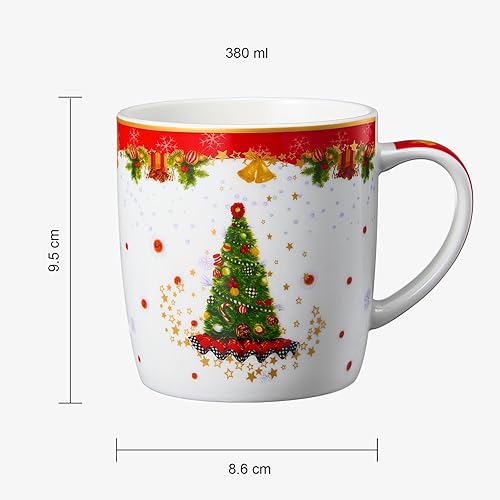 Miniatura 3 de Taza festiva de árbol de Navidad y estrellas, apta para microondas y lavavajillas, tazas navideñas de 13 onzas para café, chocolate caliente, ponche