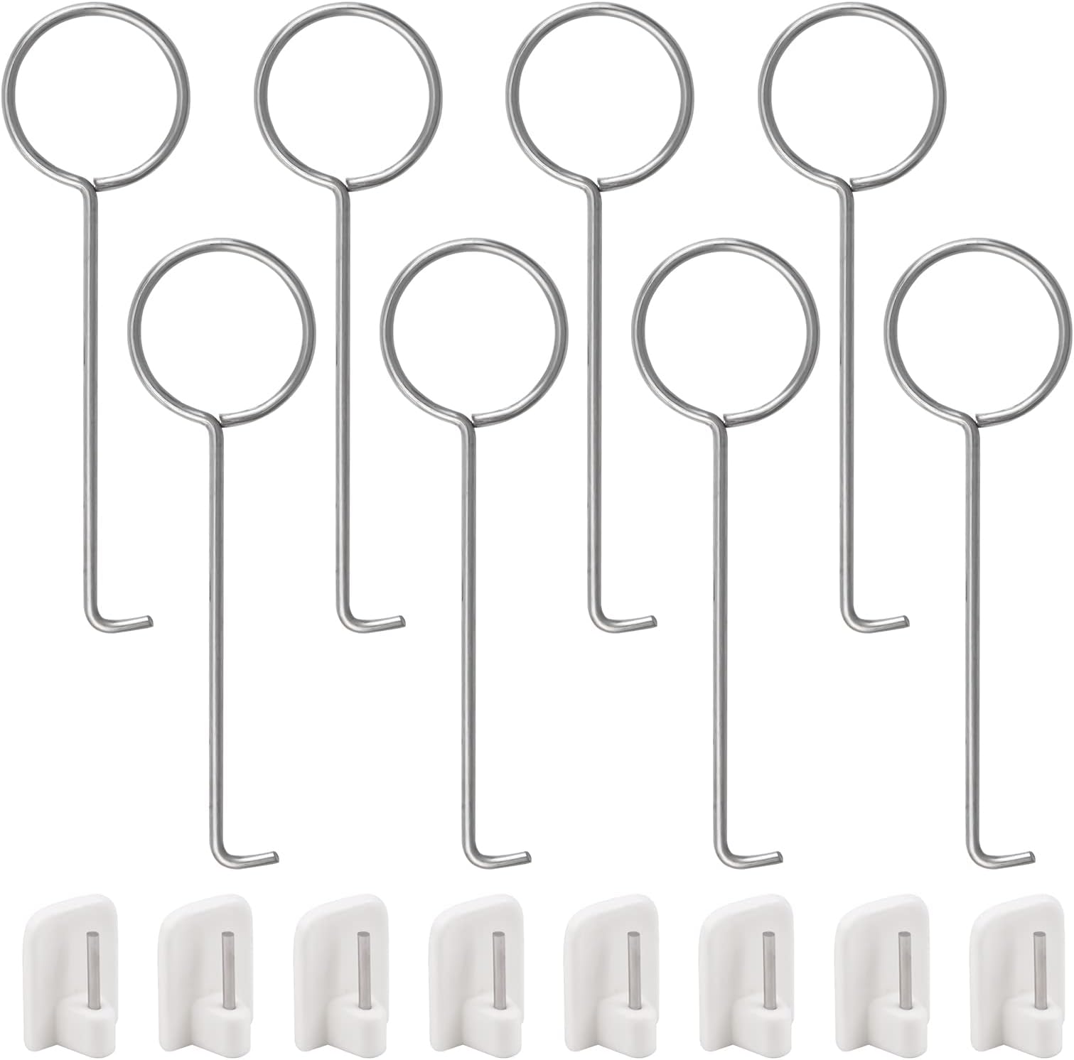 UFURMATE Drain Key Lifting Hooks, 8Pcs Steel Drain Grid Puller with 8Pcs Self-Adhesive Hooks Shower Drain Removal Tool for Kitchen Bathroom Drain Grate