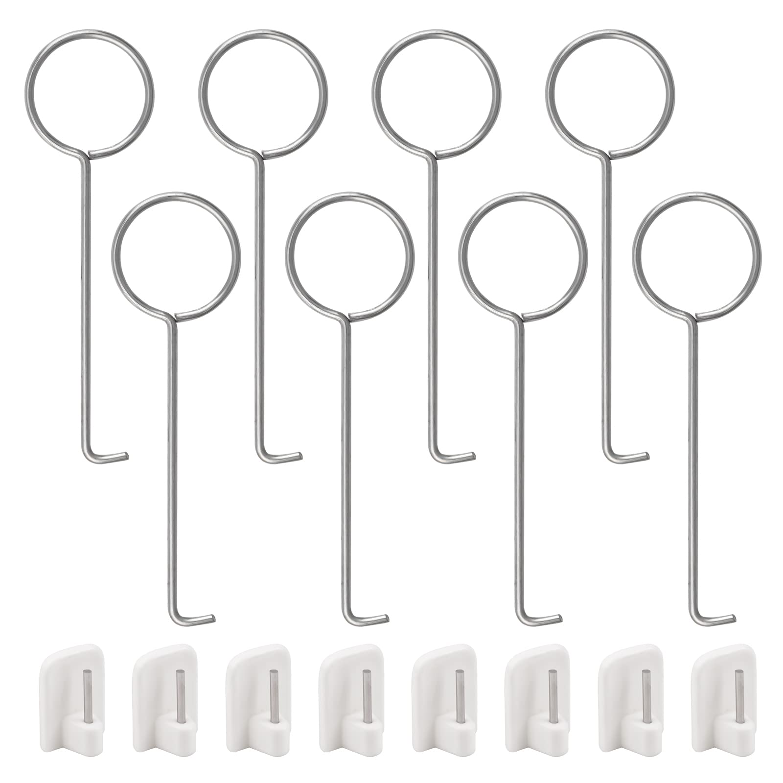 UFURMATE Drain Key Lifting Hooks, 8Pcs Steel Drain Grid Puller with 8Pcs Self-Adhesive Hooks Shower Drain Removal Tool for Kitchen Bathroom Drain Grate