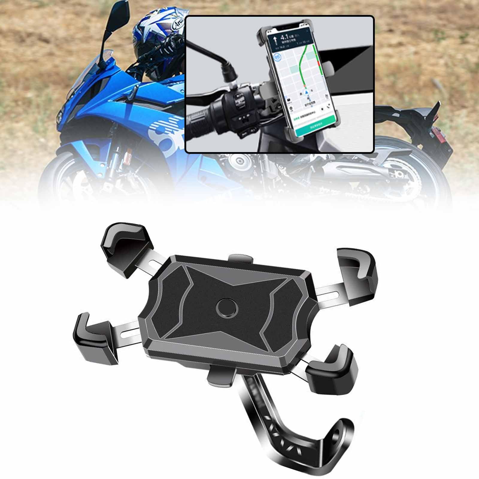 for GSX-8R GSX-8S Aluminum Alloy Mountain Motorcycle Adjustable Bracket 360° Rotating GPS Clip Shockproof Car Navigation Bracket GSX-S1000GT GSX-S1000GX Motorcycle Accessories (Mirror Base Style)