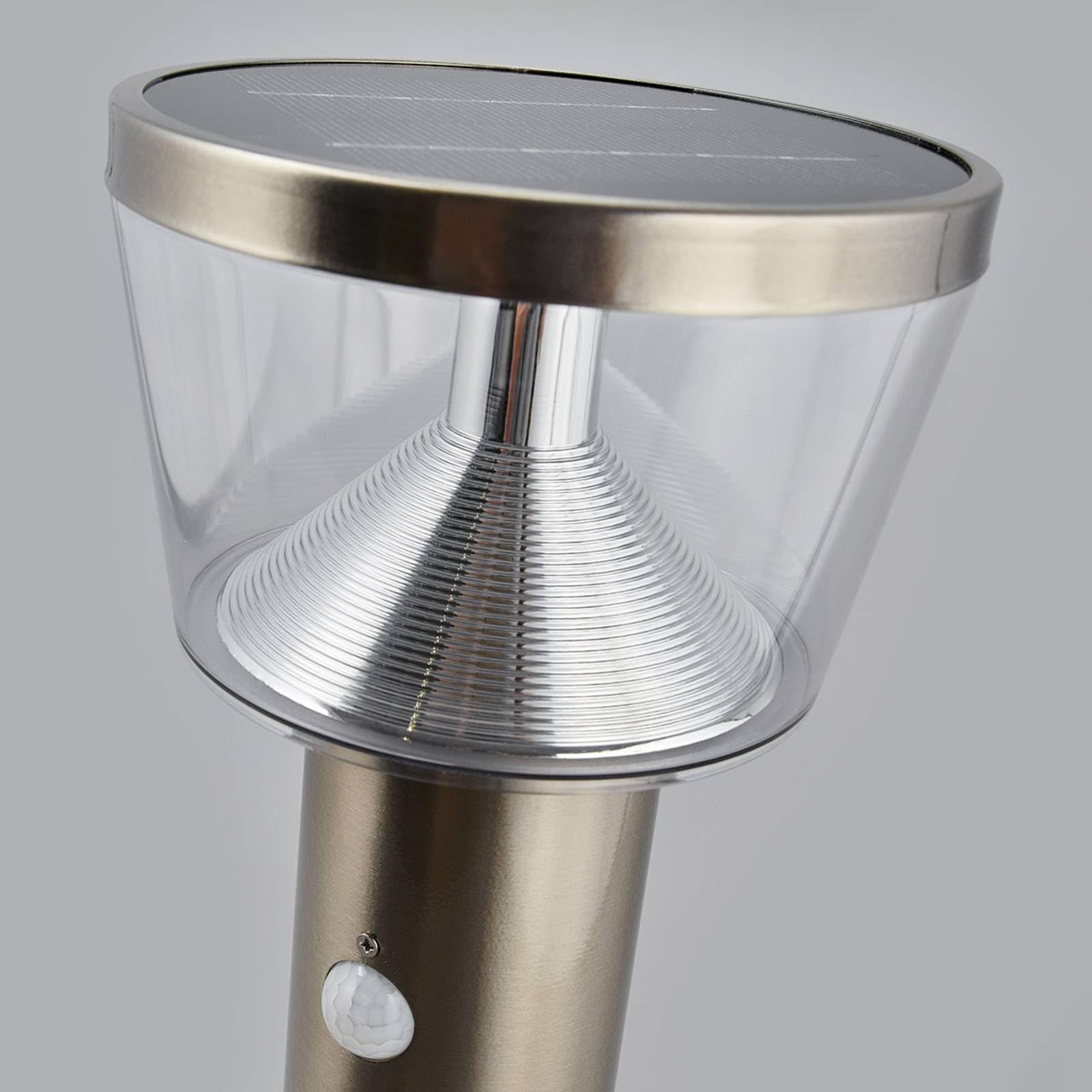 Lindby LED Solarleuchten Antje mit Bewegungsmelder (spritzwassergeschützt (Modern) in Alu aus Edelstahl (1 flammig,) - Solarlampe Solarleuchte Garten