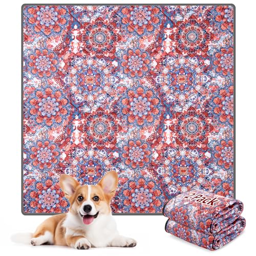 Image of LOOBANI Washable Pee Pads for Dogs, 2 Pack Super Absorbent Reusable Puppy Pads Leakproof Dog Traning Pads, Waterproof Non-Slip Whelping Pad for Floor, Playpen, Crate, Couch-36 x36 (Red Flower)
