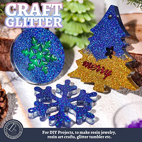 LEOBRO Blue Glitter - 180G/6.35OZ Holographic Ultra Fine Resin Glitter Powder for Christmas Decors & Crafts - Image 4