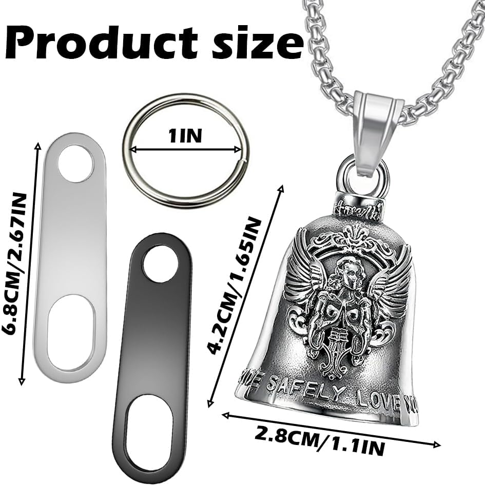 Guardian Angel Gremlin Motorcycle Bell Keychain Pendant & Keyring image 2