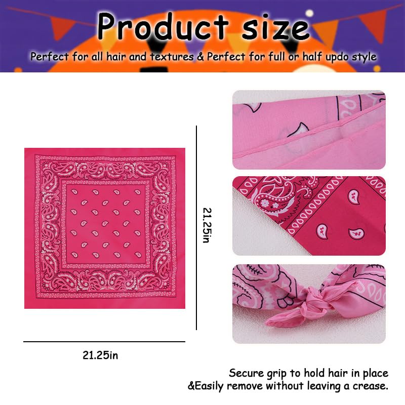 Halloween Scarf Headband Bandanas Set for Women Girls Trendy Floral Printed Scarves for Halloween Costumes Vintage Outfits2