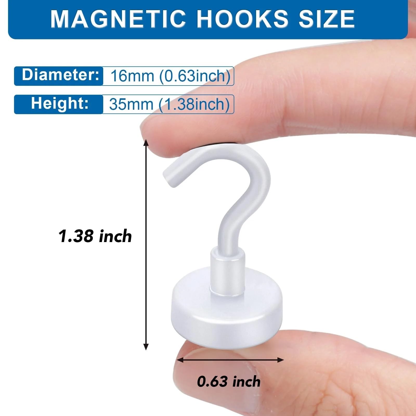 Ganchos magnéticos de almacenamiento for pared y techo refrigerador, 6 uds
