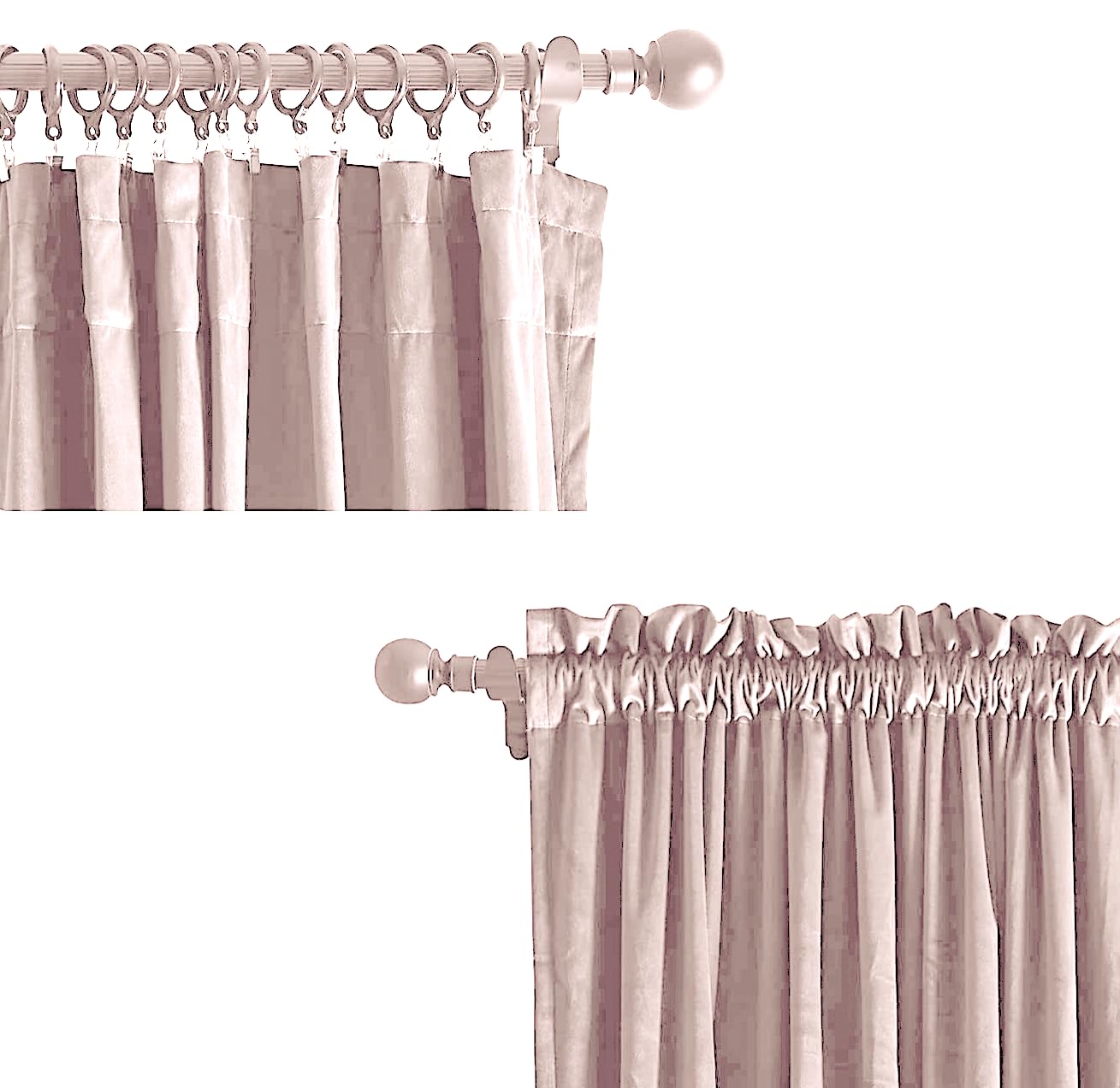 Tende Oscuranti In Velluto Rosa Cipria 140x250 Cm - Set Da 2 Pannelli Per Soggiorno E Camera Da Letto - 4