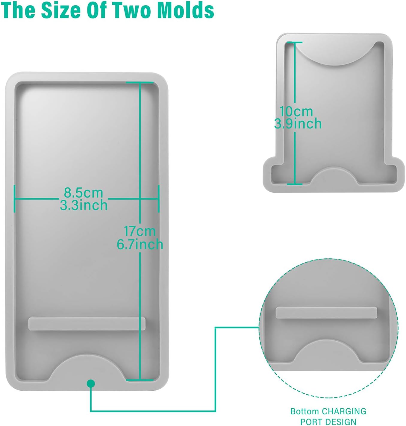 2 PCS Phone Holder Mold Phone Stand Mold for Resin Cell Phone Stand Mold for DIY Craft Shiny Matte No Scratches Durable Easy Demold (6.7 x 3.3 in）