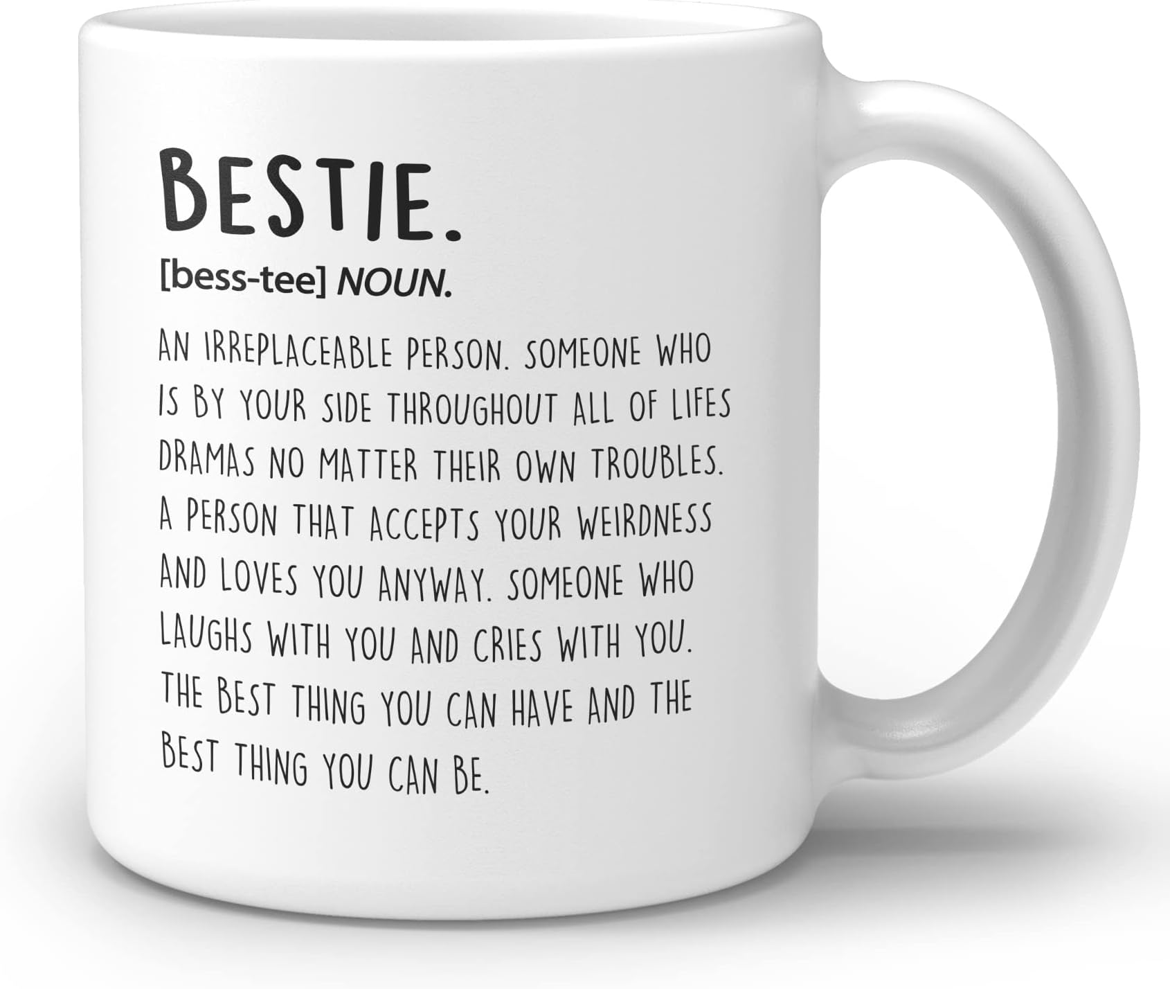 Minimalist Quote Bestie Definition Ceramic Double Side Printed Mug Cup,Friendship Bestie Best Friend BFF Coffee Milk Tea Mug Cup,Best Sister Friend Gifts - 11 oz