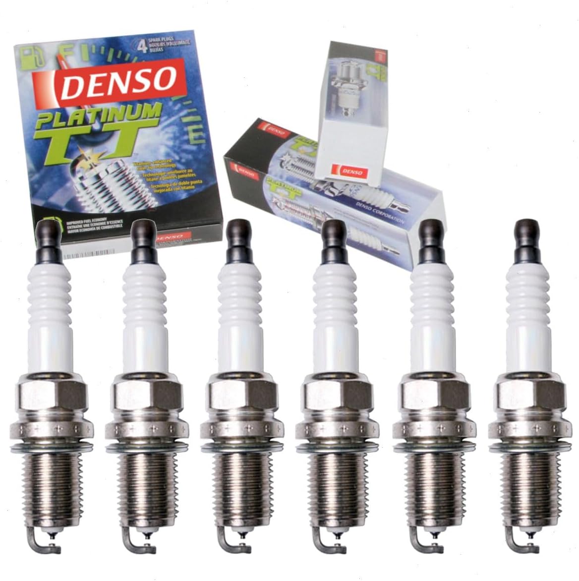6 pc DENSO Platinum TT Spark Plugs compatible with Toyota Tacoma 3.4L V6 1995-2004