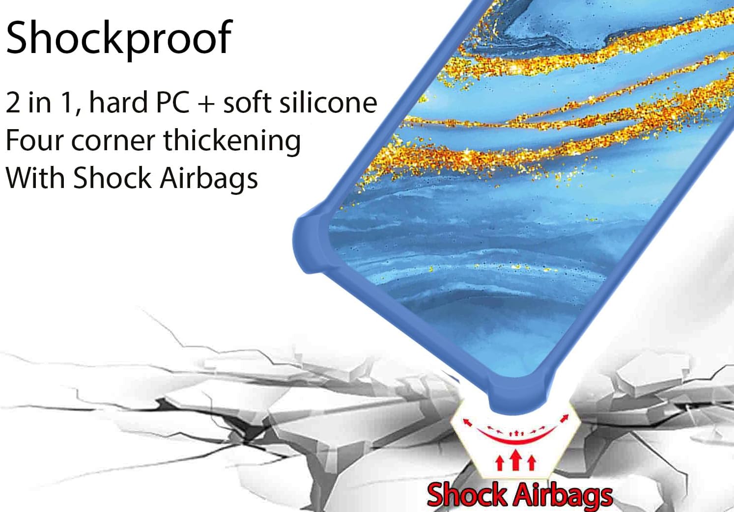 Phone case with shock airbags illustration