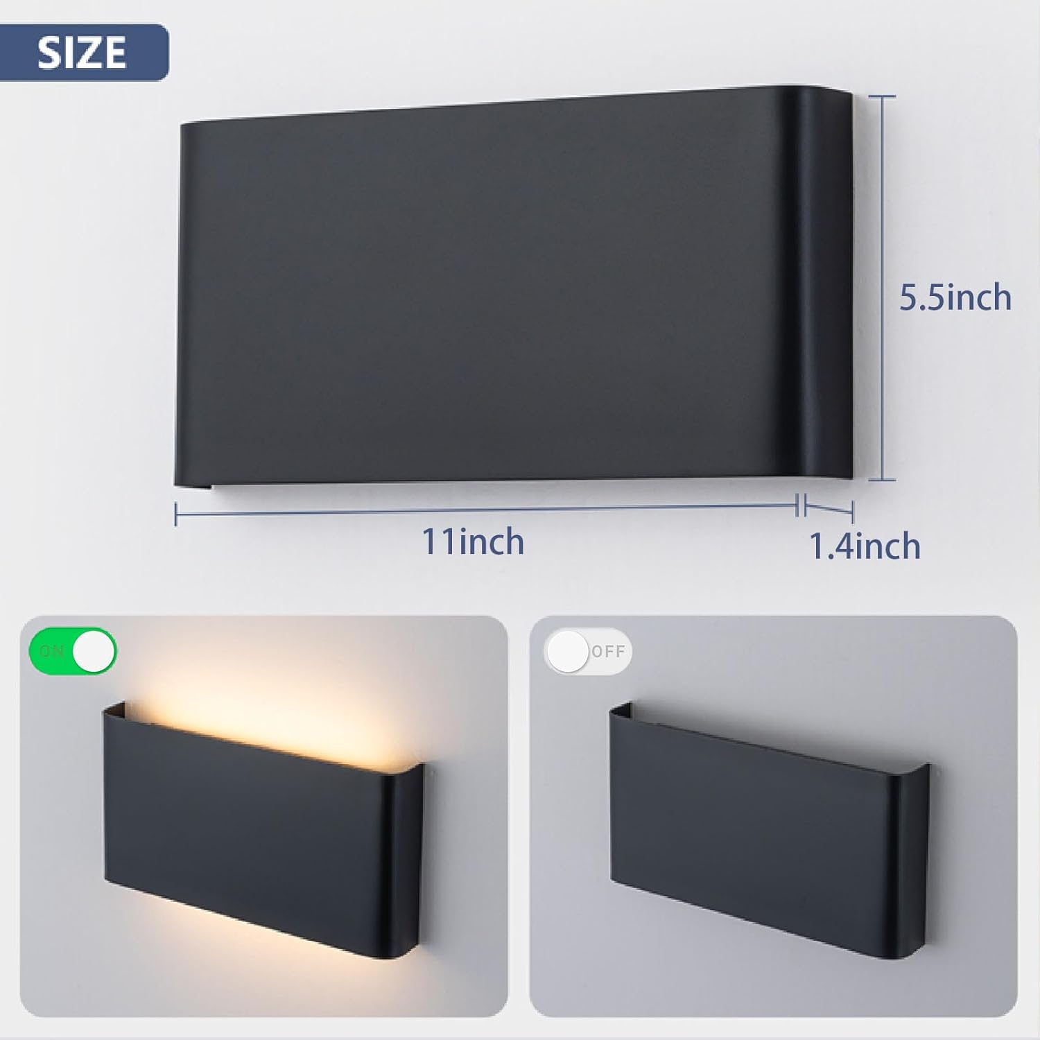 Nigaut Modern LED Wall Sconce Light, 15W 3000k-6500k Adjustable Black Bathroom Vanity Light Fixtures for Hallway Bedroom Stairwell Up and Down Lights Indoor/Outdoor 4-Pack