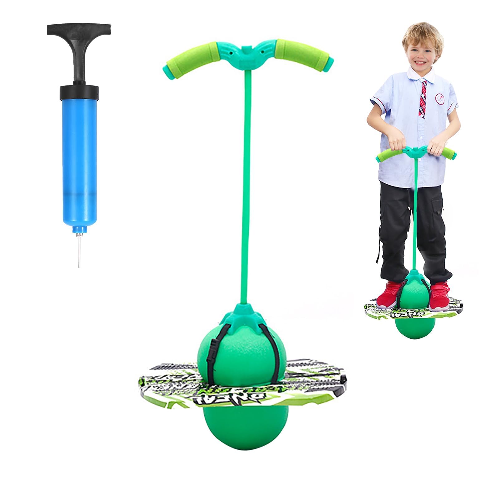 MeYuxg Pogo Stick con Maniglia, Palla per Saltare Bambini Adulti, Giochi da Esterno per Bambini, capacità di Carico 100 kg, Palla Salta Salta per L'allenamento Dell'equilibrio e Lo Sport (Verde)