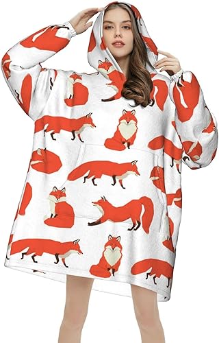 Sudadera con capucha de animales salvajes de zorros rojos, sudadera de gran tamaño súper suave y cálida, regalos para mujeres, hombres y
