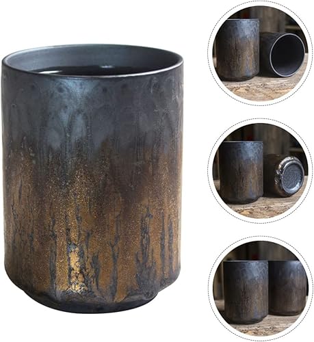 Miniatura 9 de Operitacx Taza de té grande Taza de café de cerámica vintage taza de agua dorada retro