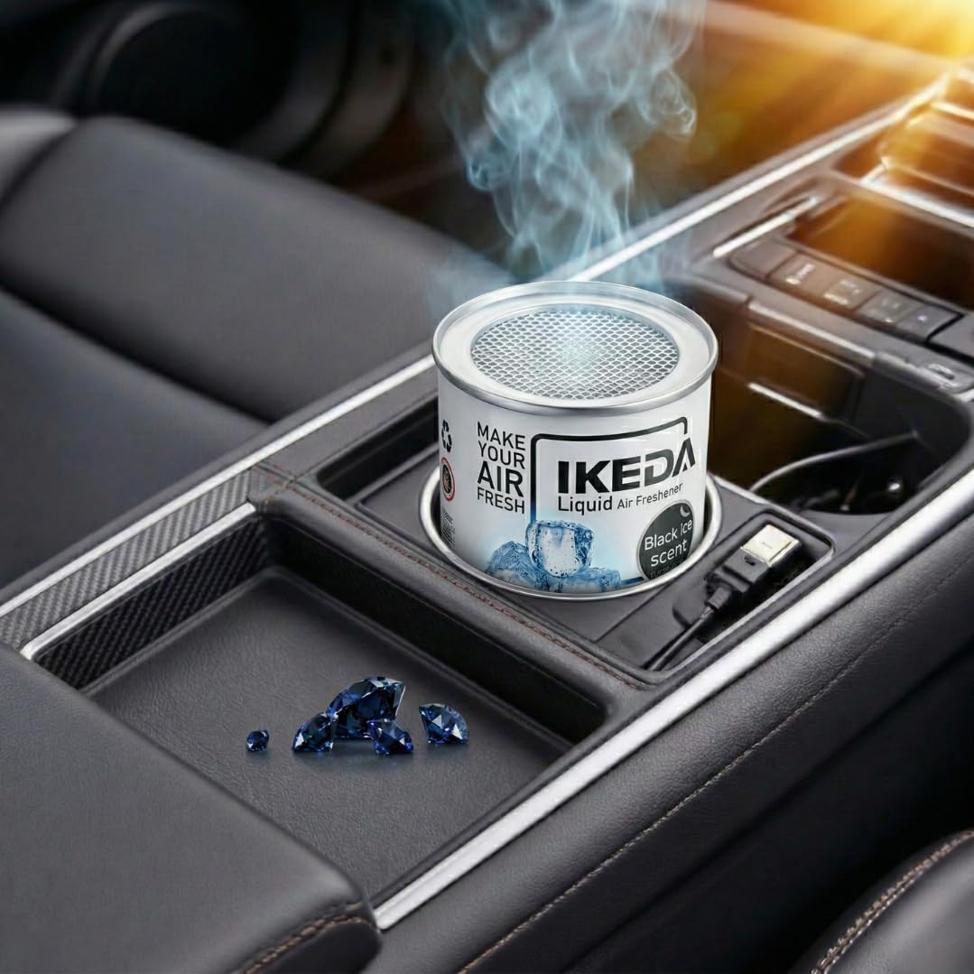 Car Air Freshener Gel, Long-Lasting Essential Oil Gel Diffuser, Natural Citrus Odor Remover, Twist-Control Spill-Proof Car Perfume for Dashboard & AC Vents,organic (Black Ice)