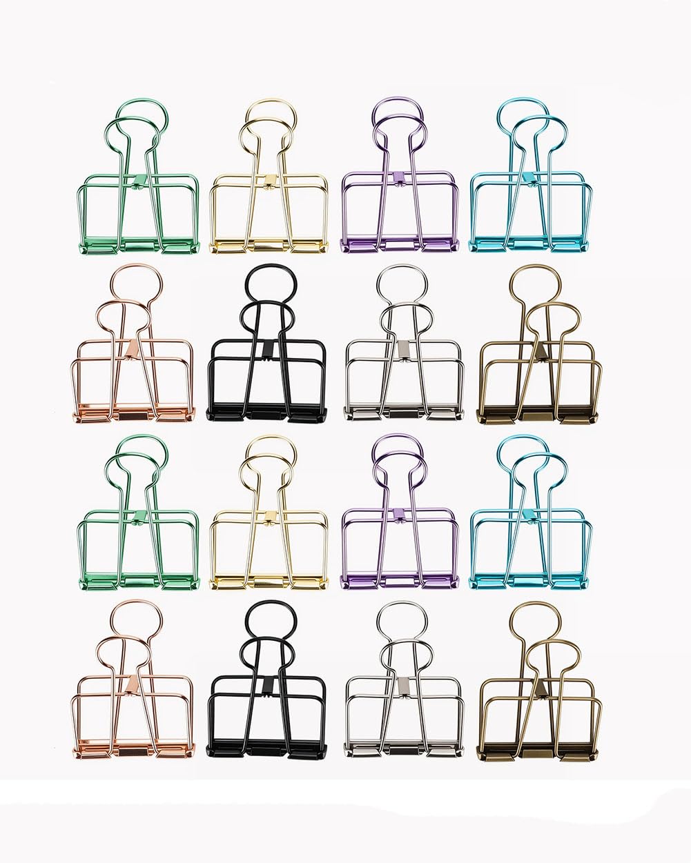 16 x mehrfarbige Metalldrahtklammern, ausgehöhlt, Papier-Organizer, bunte lange Klemmen, Metall-Papierklemmen, Binder-Clips, dekoratives Werkzeug für Schule, Büro, Papierkram (M)