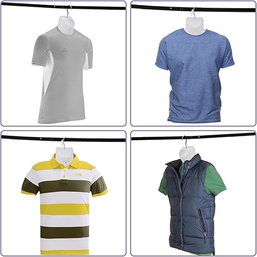 Miniatura 5 de Juego de 4 paquetes de maniquí masculino de torso de 30 pulgadas, forma de vestido, espalda hueca, medio cuerpo, exhibición de ropa, camisa de mesa