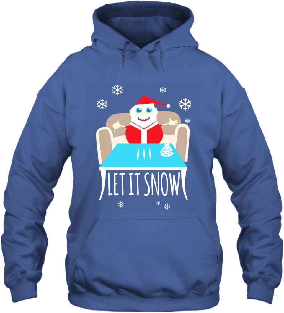 Cocaine Santa Let It Snow Hoodie Christmas Birthday Present Adult Humor Funny Gag Gift Ugly Christmas Hoodies Snowman