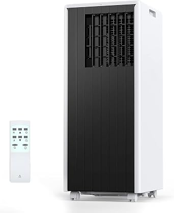 8000 BTU Portable Air Conditioner-3-In-1 Cool/Dehumidify/Fan With Remote, LED Touch Control & 24H Timer, Air Conditioners Cools Rooms Up to 350 Sq.Ft for Home, Office & Dorm Rooms Black & White