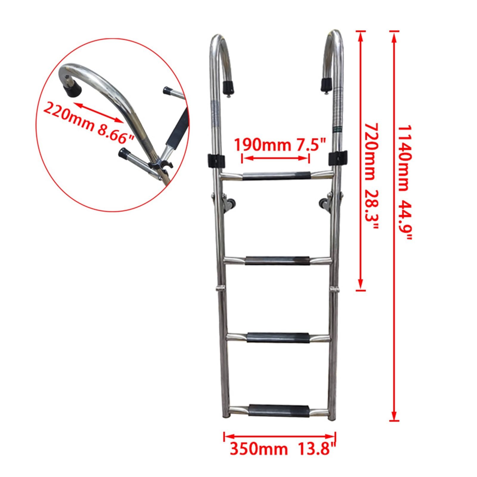 Scaletta For Barca Pieghevole In Acciaio Inox Sicura E Antiscivolo | Scaletta Con Scala Telescopica Piegata For Motoscafi Yacht Altre Imbarcazioni