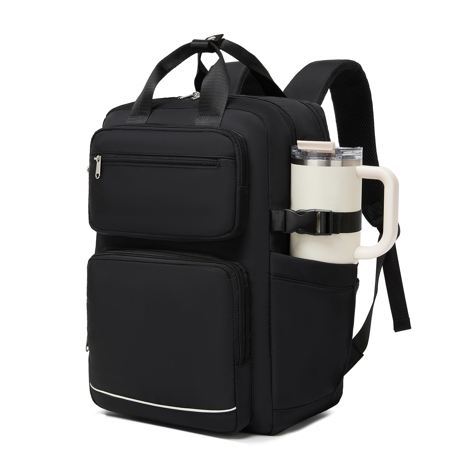 KONO Rucksack Damen 15,6 Zoll Laptop Rucksack Damen Wasserdicht, Schulrucksack Teenager Elegant, Arbeitstasche Daypack mit großem Flaschenfach, Uni Reiserucksack für Büro Reise (Schwarz)
