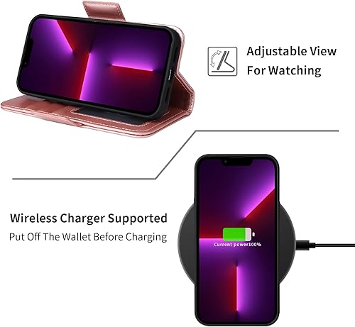 Miniatura 6 de navor Soporte universal para automóvil y funda magnética desmontable compatible con iPhone 13 Pro 6.1 pulgadas Folio, protección RFID, función atril