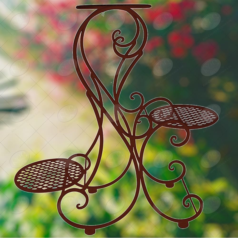 Red Carpet Studios Powder Coated Rustic Wrought Iron Tiered Plant Stand Set of 2