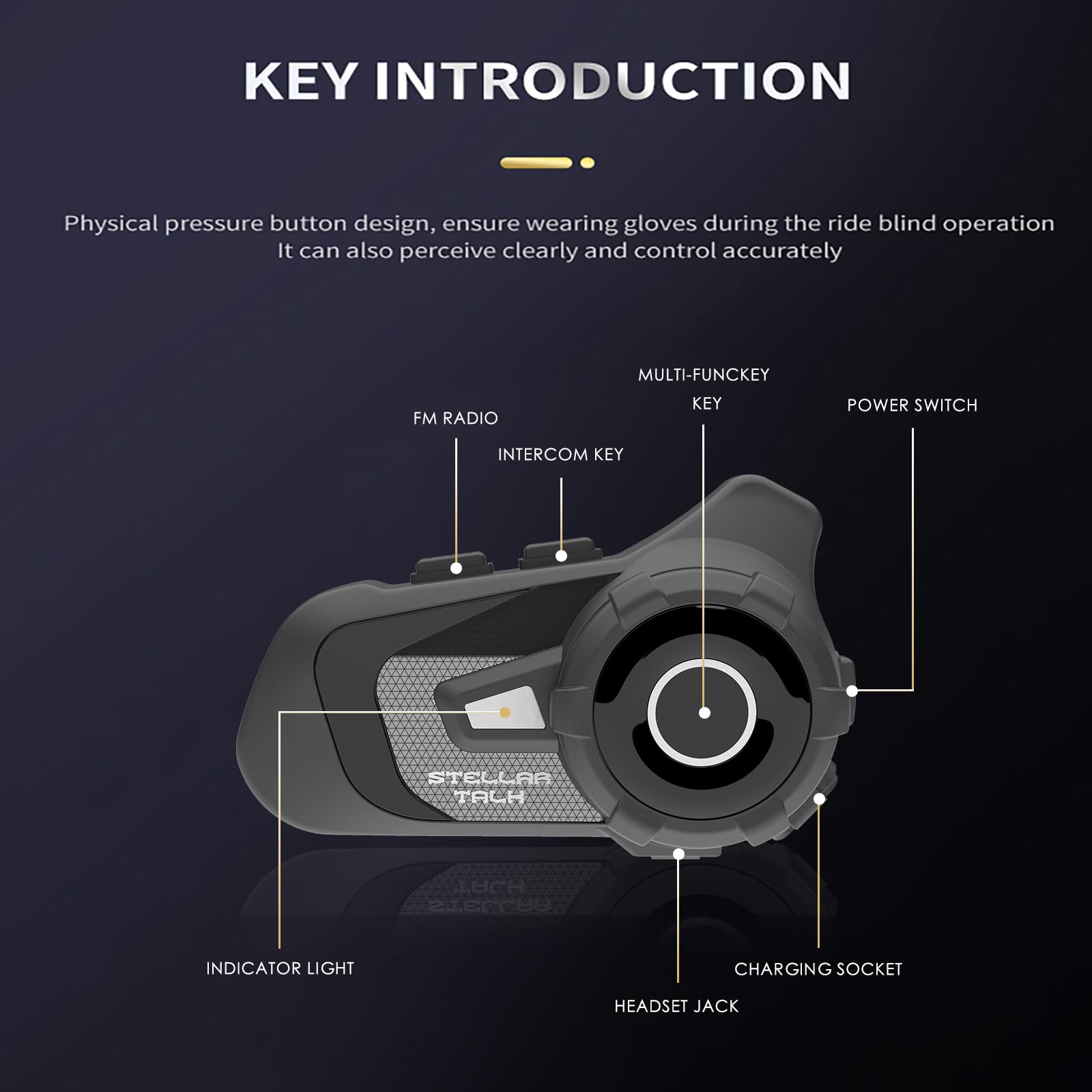 StellarTalk BlueT StellarTalk-S2 - Auriculares inalámbricos Bluetooth para casco de motocicleta, impermeables, IP67, intercomunicador de 1000 m, micrófono 2 en 1, intercomunicador para 2 conductores,