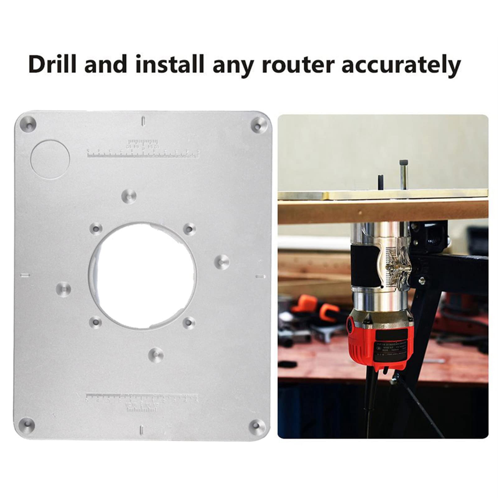 Placa de Inserción Mesa del, Accesorios para Herramientas eléctricas Accesorios para rebajadoras Enrutador con Guía Pasador Inserción Rápida Anillos 300 mm x 235 mm x 9,5 mm