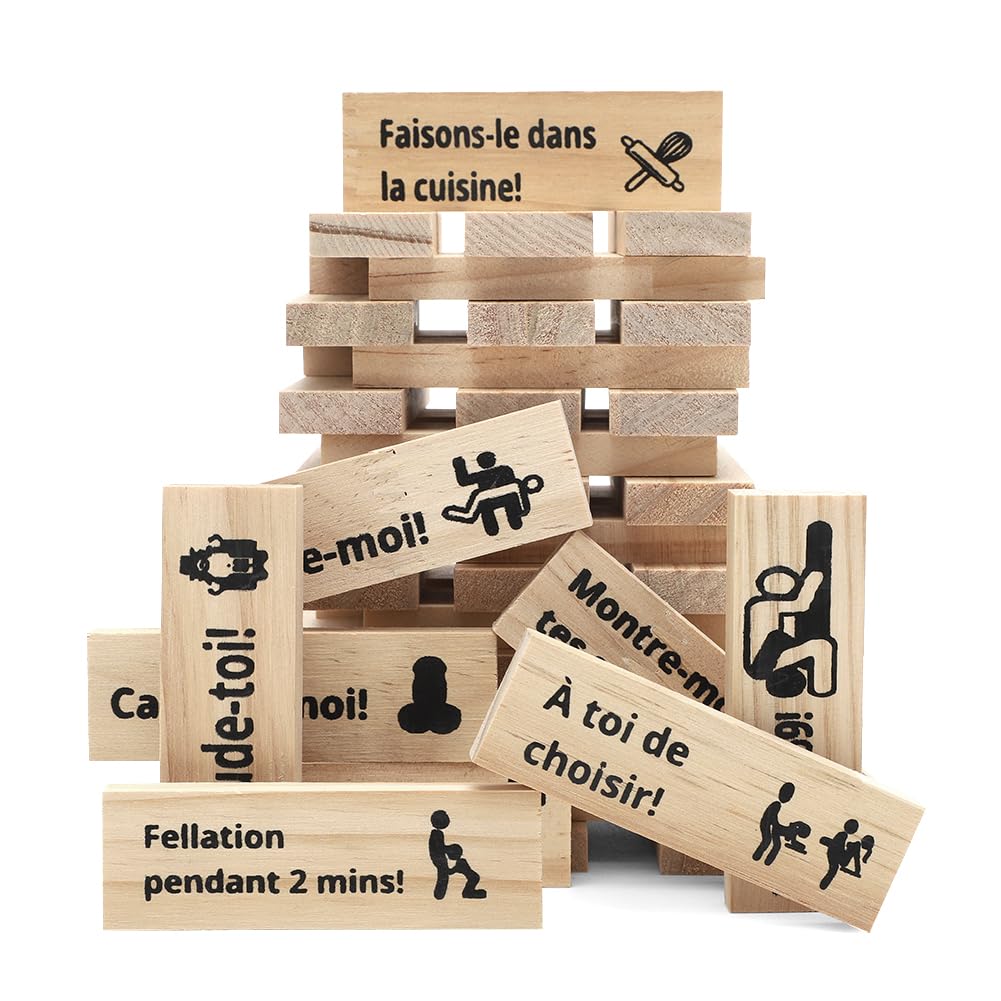 Jeux Sexuelle Adulte Couple, 48 Pieces Jeu de Tour de Blocs Coquins, Jeux erotiques Jeu...