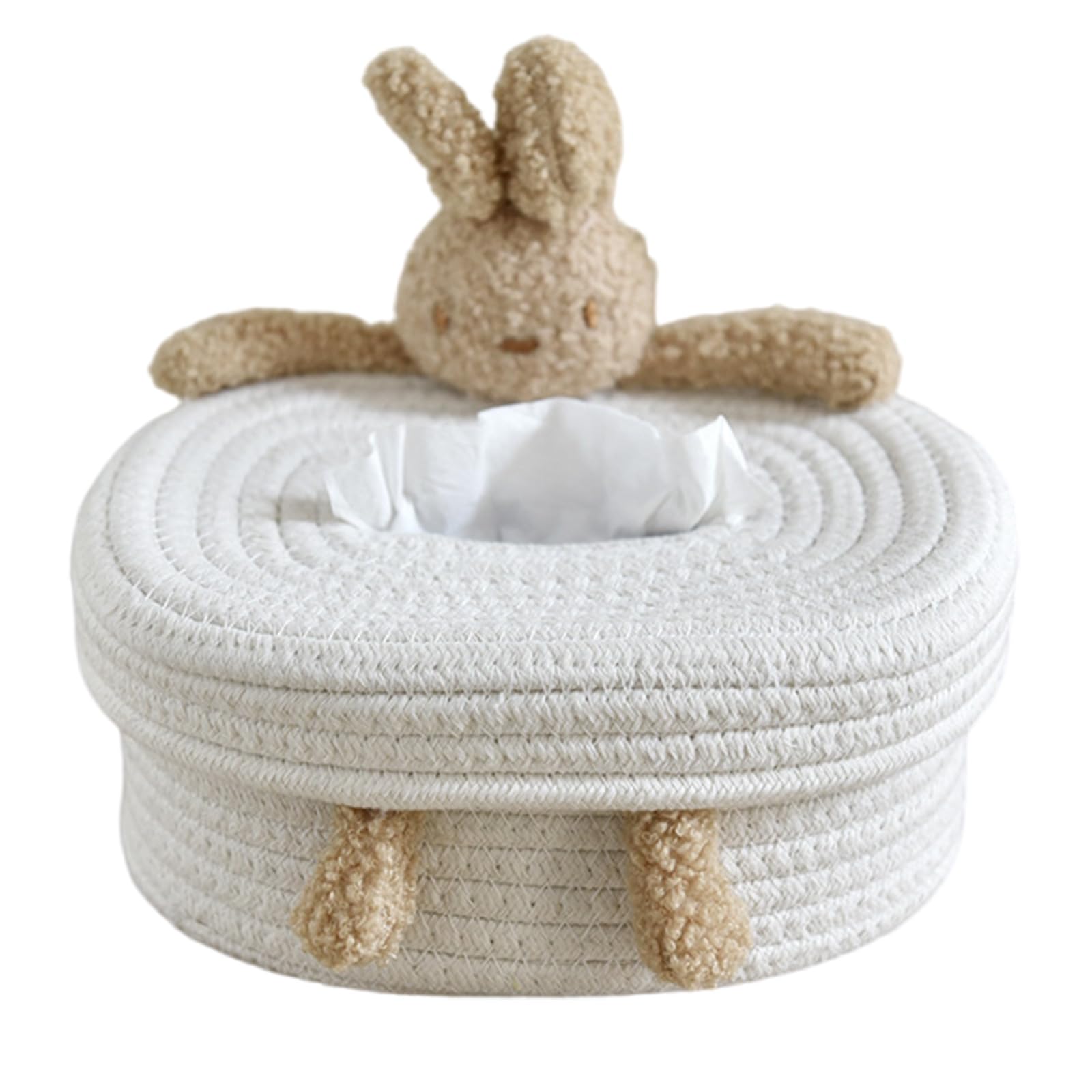 Tsophreniq Bear/Rabbits Tissue Box Covers Practical Tissue Storage Box Paper Holder with Playful Designs for Family Room Sturdy Paper Dispenser