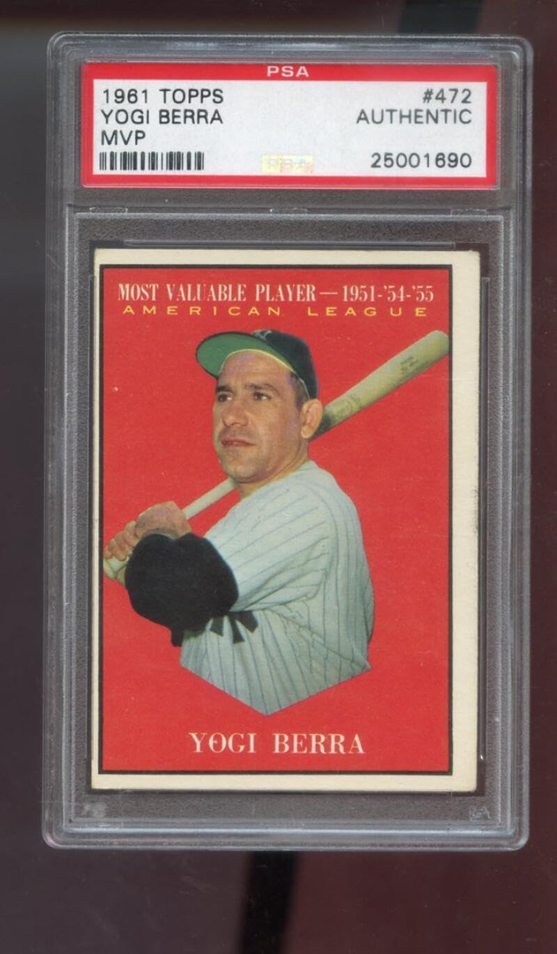 1961 Topps MVP #472 Yogi Berra Most Valuable Player 1951 PSA AUTHENTIC Graded Baseball Card New York Yankees