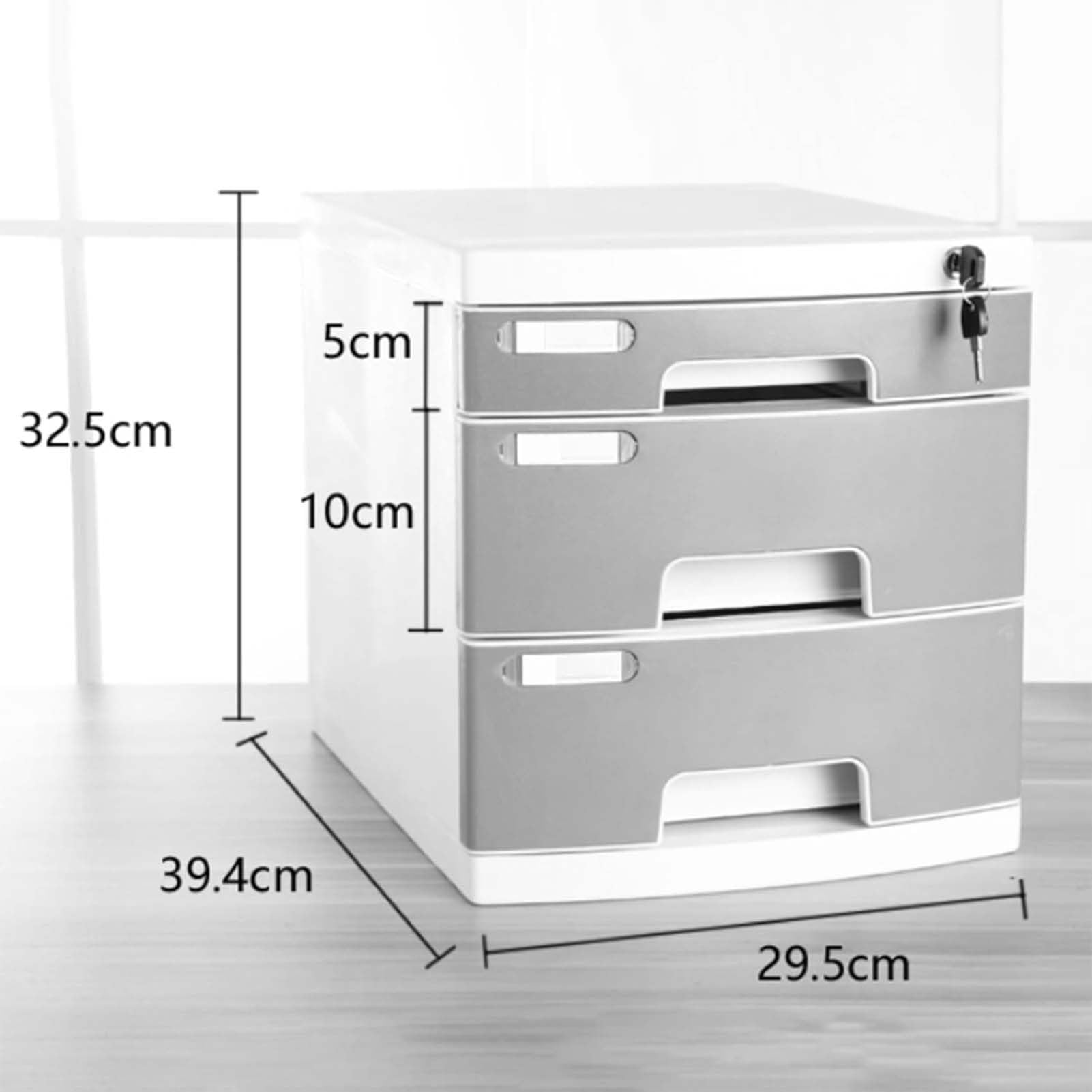 Armario de almacenamiento de plástico, organizador de 3 niveles para documentos A4, soporte de archivos con cerradura para el hogar y la oficina, ideal para organizar suministros y artículos de