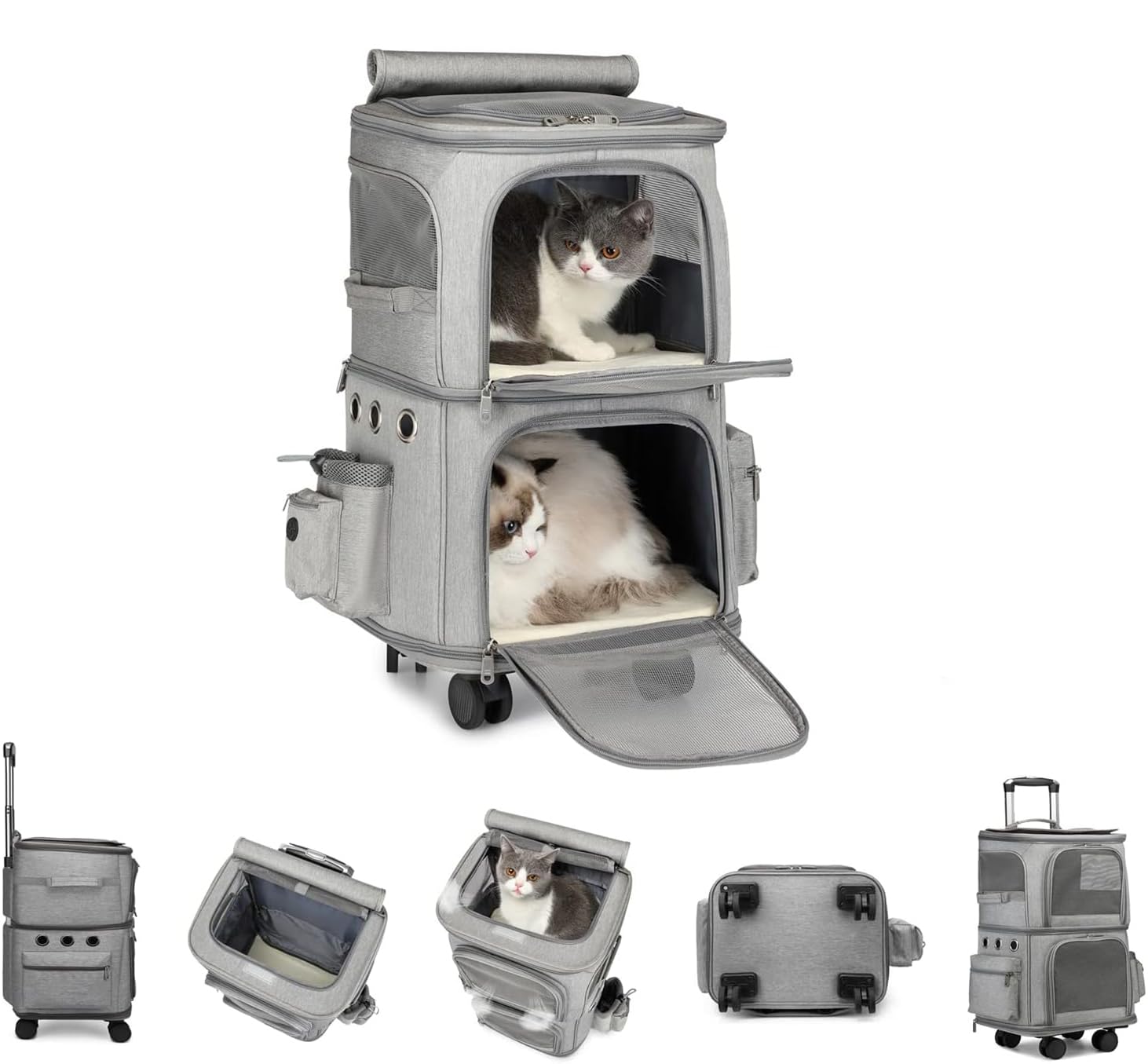 犬猫2匹用キャリーケース リュック キャスター付き ほぼ未使用品！ Amazon.co.jp: RoBeKaU 新型犬猫キャリーケース リュック