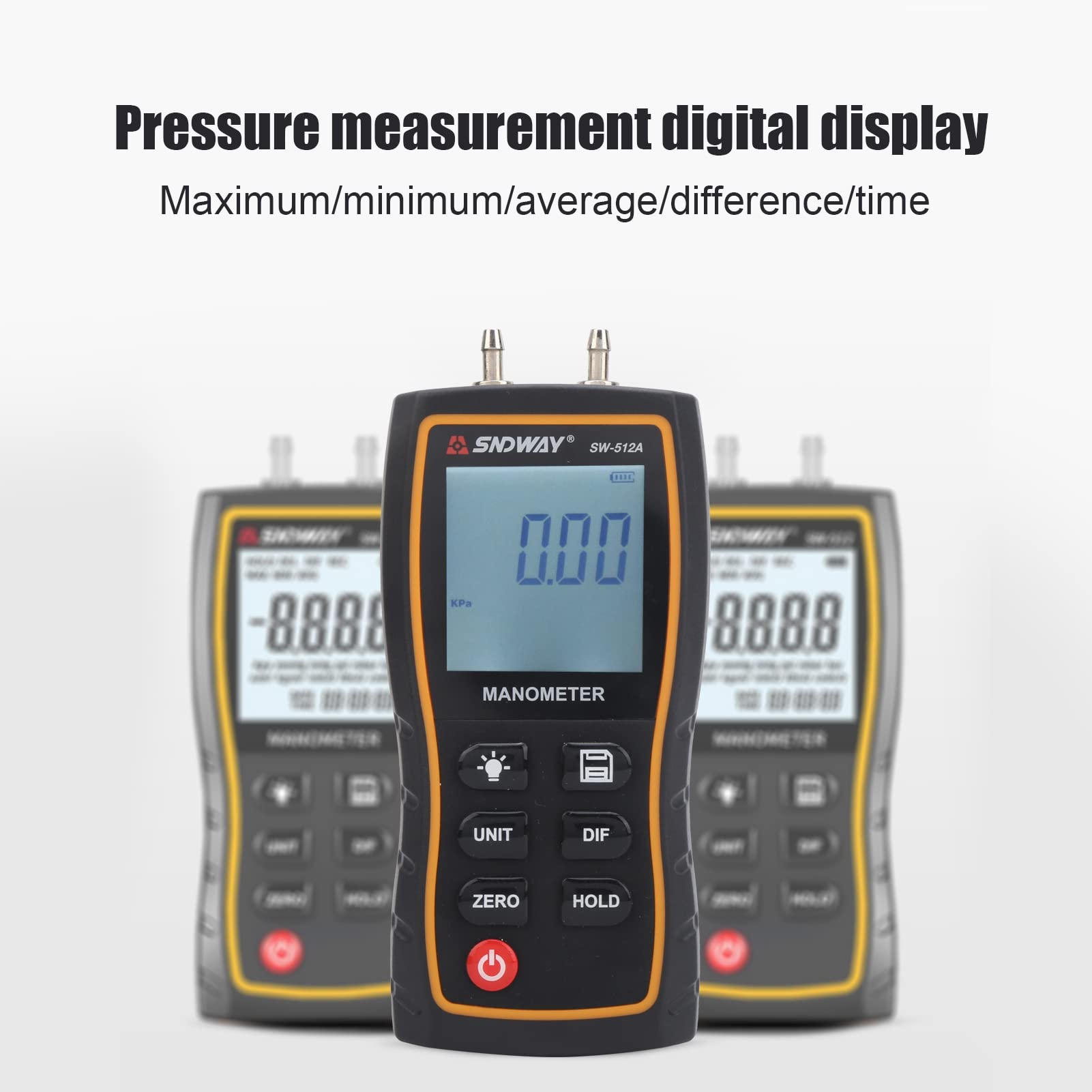 VBESTLIFE Manometro Digitale, Misuratore di Pressione Dell'aria HVAC Portatile SW‑512A, Misuratore di Pressione Dell'aria Professionale, Misuratore di Pressione Differenziale, Monitor del Manometro