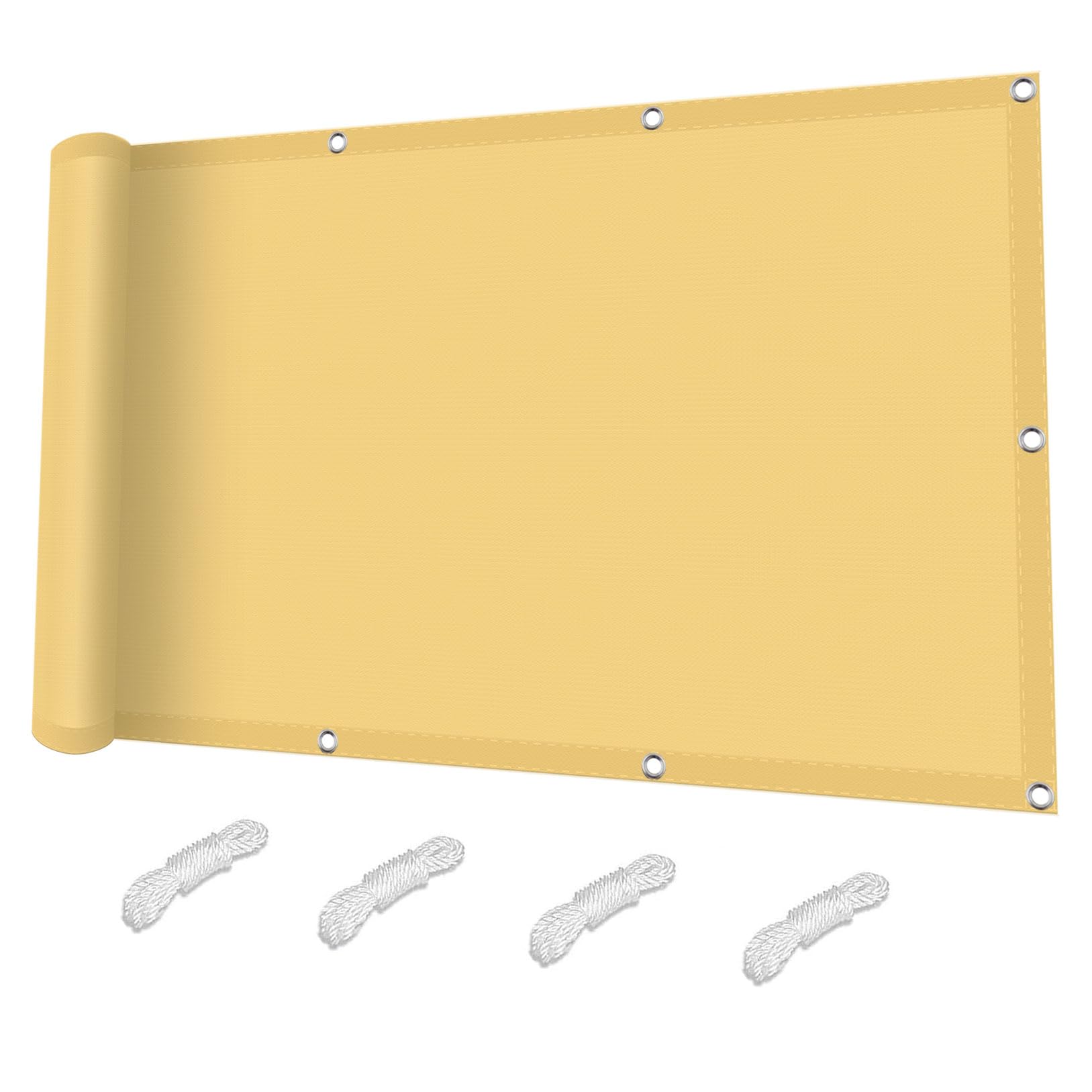 Voile d'ombrage imperméable 220x380 cm jaune sable pour terrasse et jardin