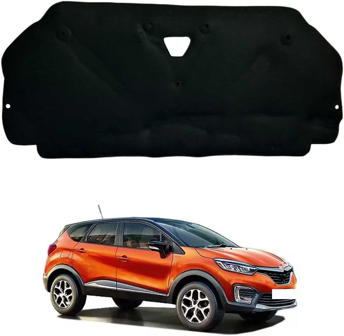 Bonnet Sound Deadening Mat 10mm for Renault Captur OE: 658407258R – Heat Shield Insulation, Practical Replacement Liner with Clips & PET Fibre