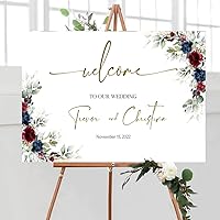 Vista 30 de Letrero de bienvenida de boda personalizado, letrero de boda personalizado con nombres y fecha, elegante tablero de bienvenida minimalista