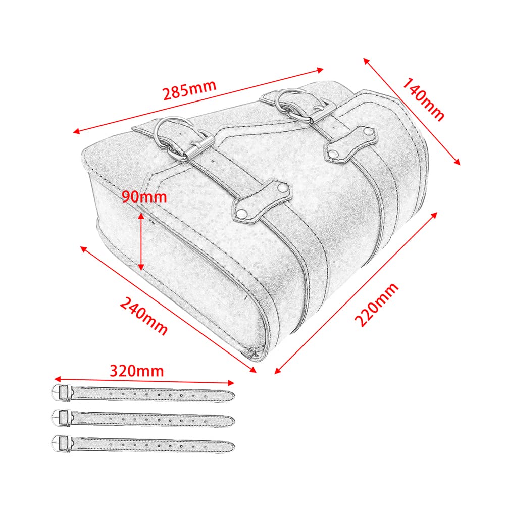 Sacoche de Selle de Moto en Cuir PU Universal Motos Sacs à Outils Kaki