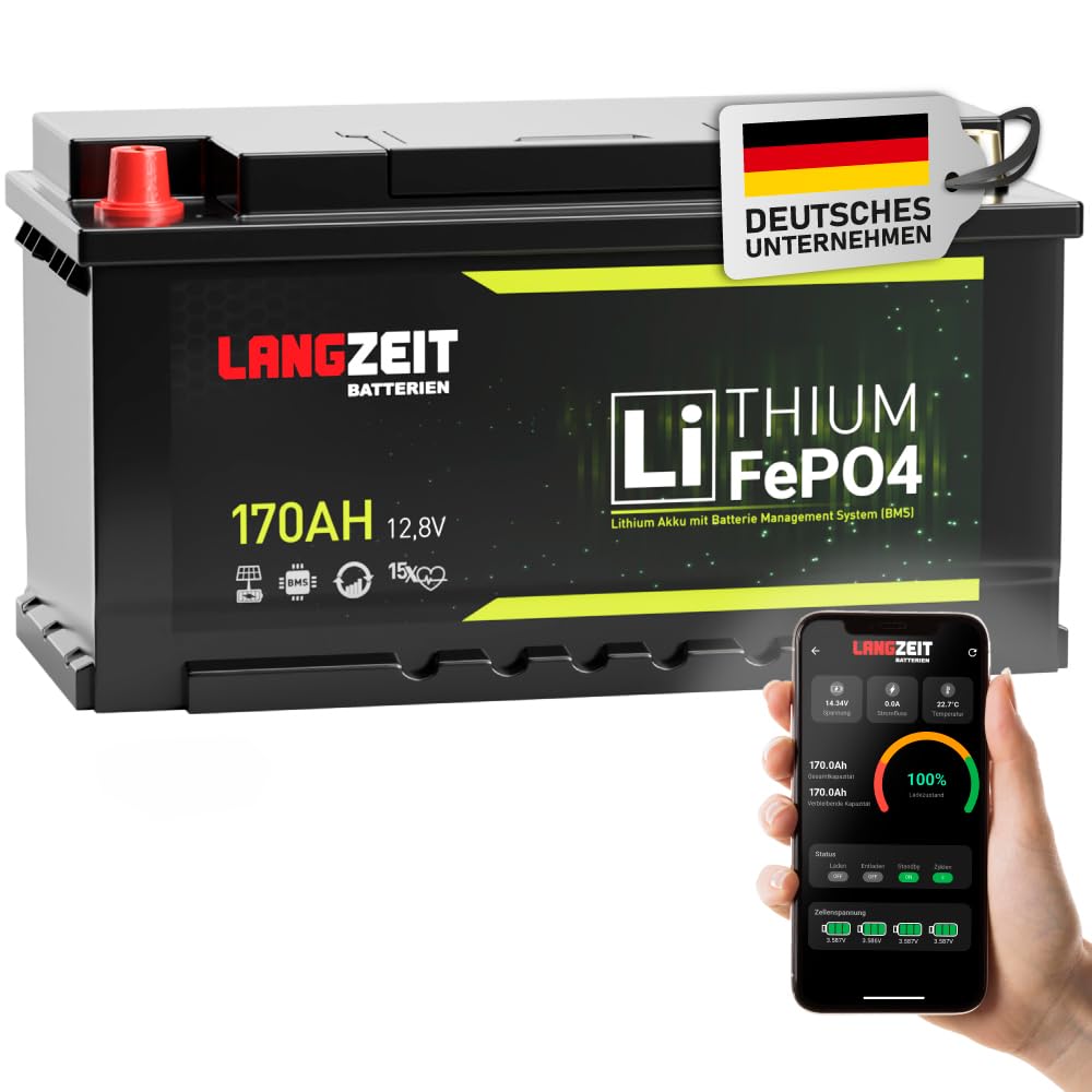 LANGZEIT LifePO4 170Ah Bluetooth 12V Lithium Batterie L5 100Ah 120Ah 150Ah