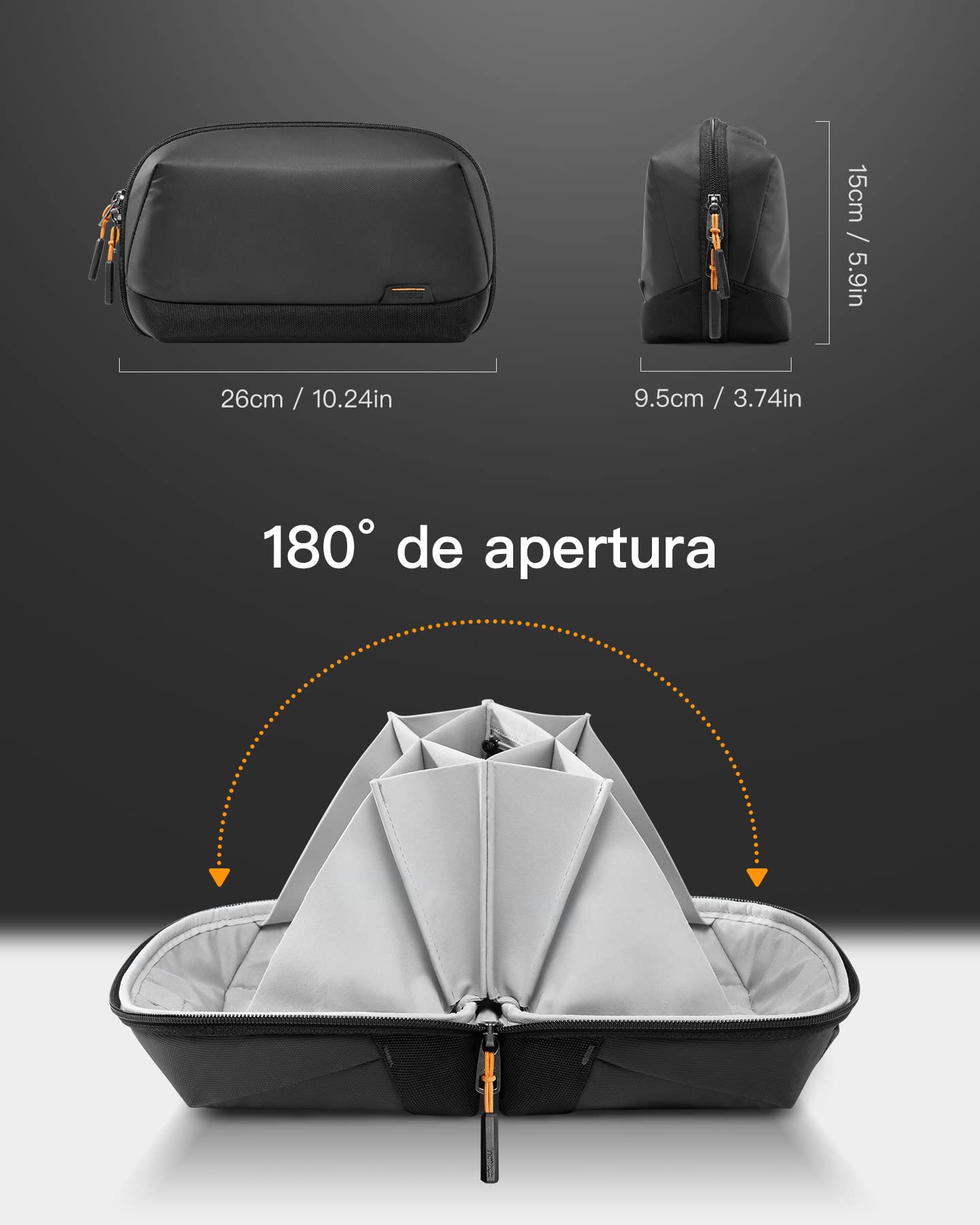 Inateck Organizador Cables Viaje, Bolsa con Asa para Accesorios Resistente a Las Salpicaduras, Bolsa Organizadora de Artilugios, Organizador de Cables USB