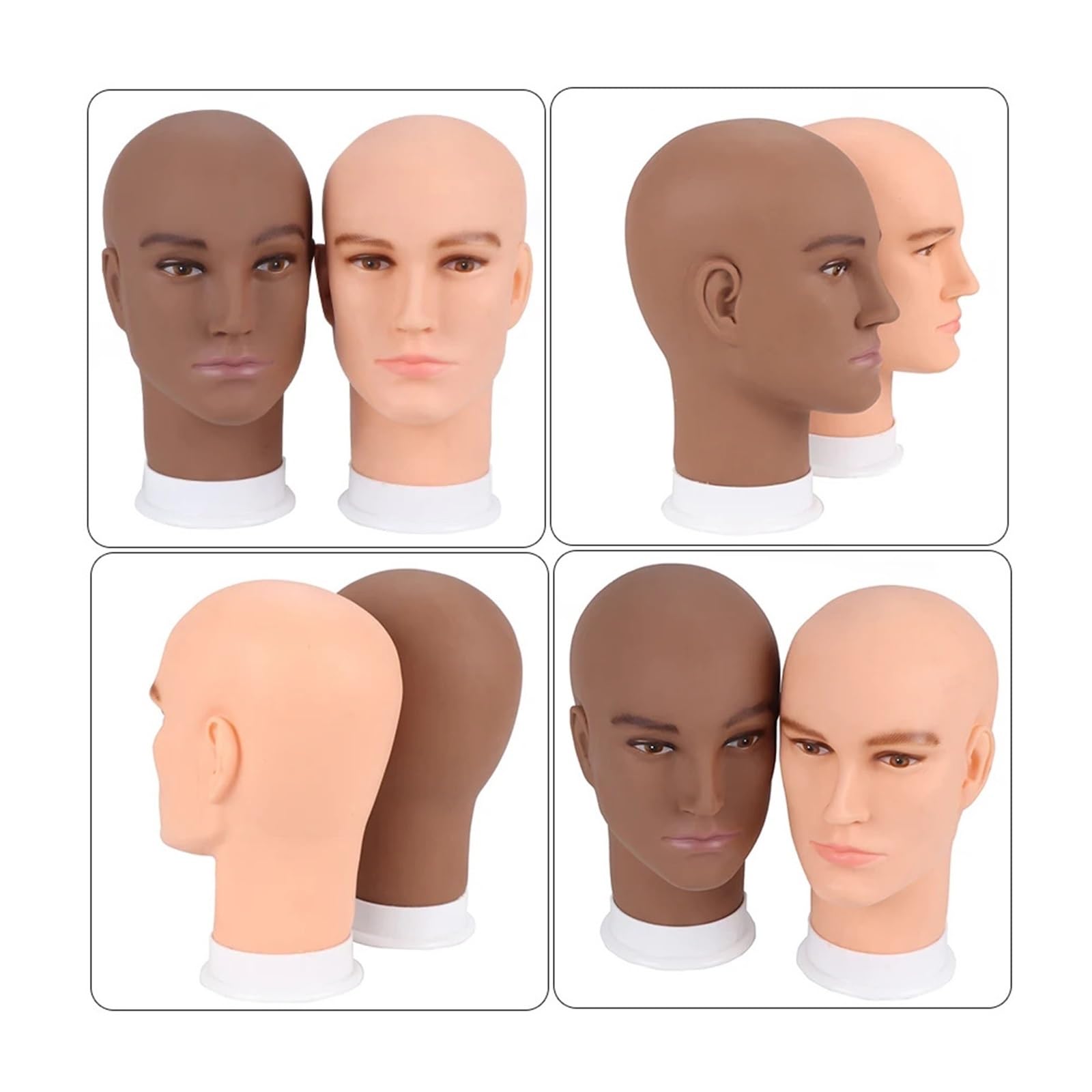 Male Head Model Dummy Hat Scarf Head Mannequin Men Male Face For Hat Glasses Display Model Two Color Available(Beige stand)