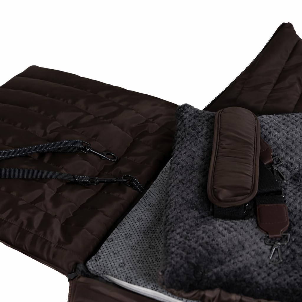 Hundetragetasche Donna 3-in-1 Hundetasche, Autositz & Reisebett in einem Schokobraun- Für kleine Hunde bis 10 kg-Stylisch & komfortabel