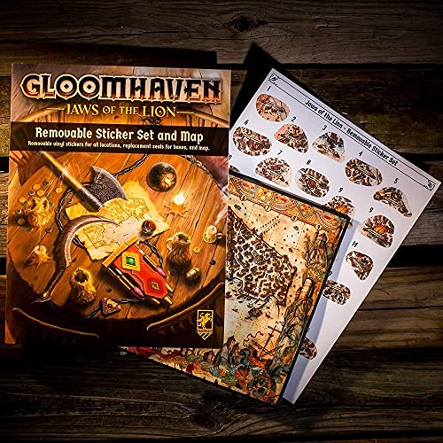 Gloomhaven Cephalofair Games: Jaws of The Lion Stickers y Mapa miniatura 2