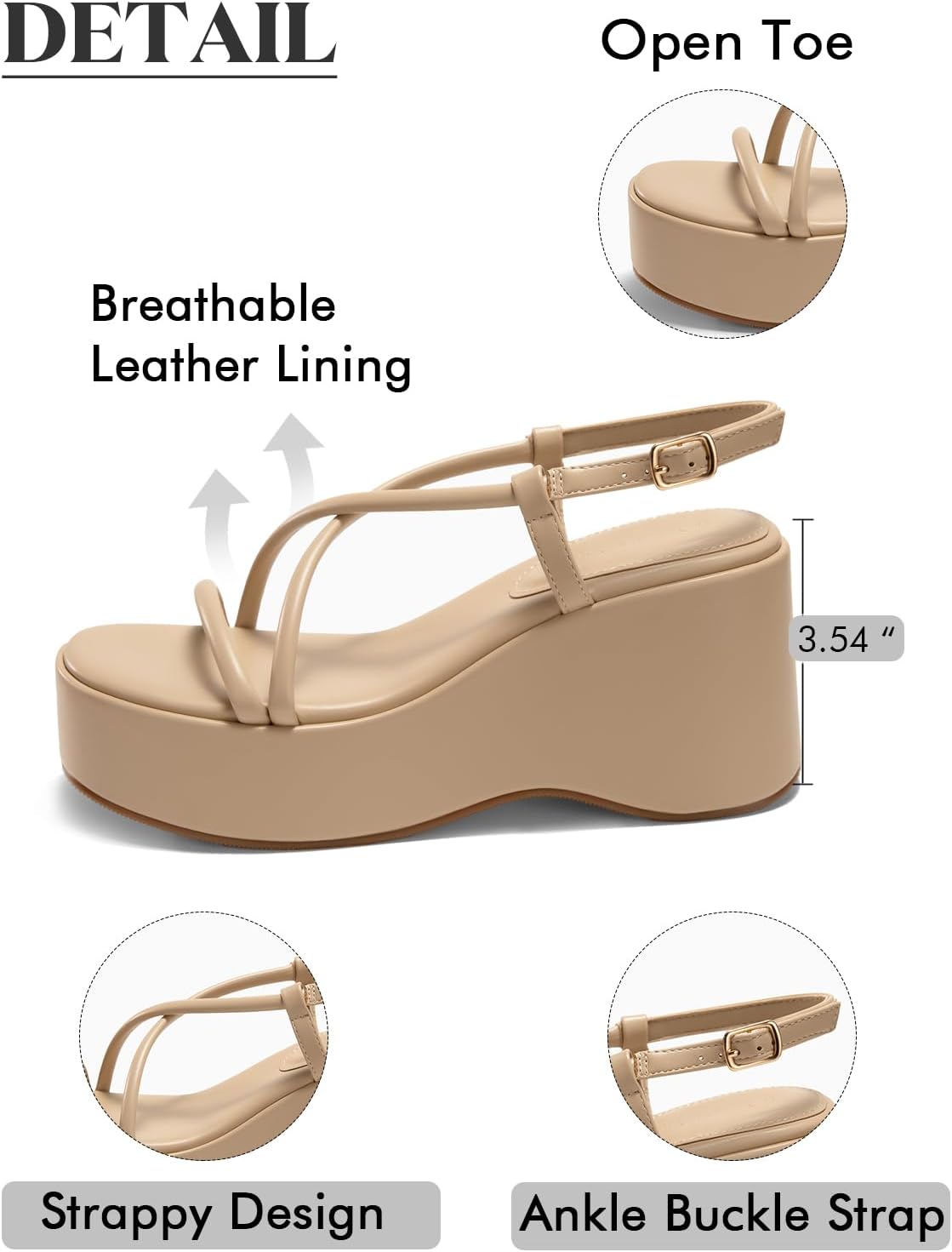 Coutgo Women's Platform Wedge Slingback Sandals - Image 4