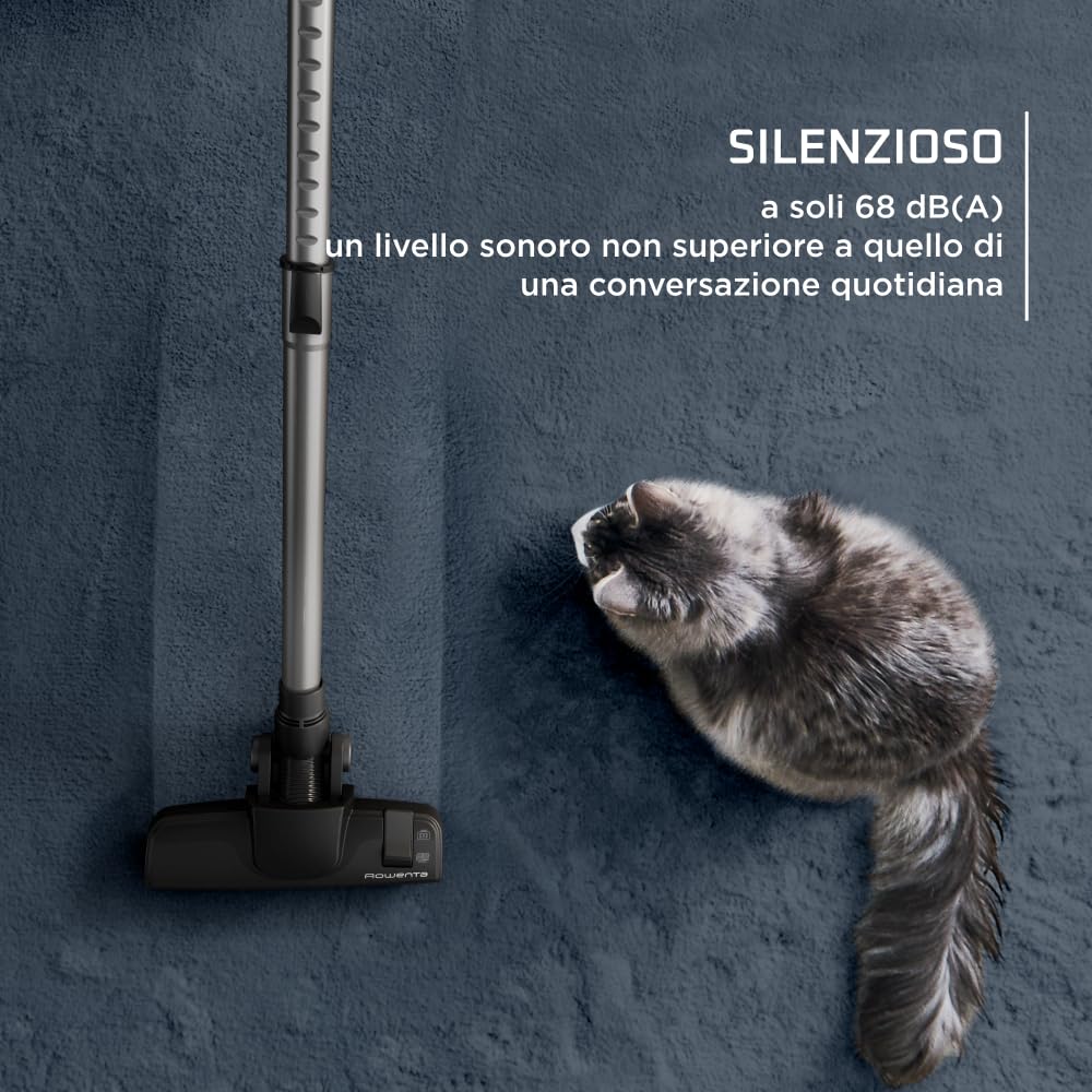 Rowenta Green Force Cyclonic Effitech, Aspirapolvere A Traino Senza Sacco, Modello Parquet, Pulizia a Basso Consumo Energetico, Realizzato in Plastica Riciclata, Riciclabile, Silenzioso, RO7C30