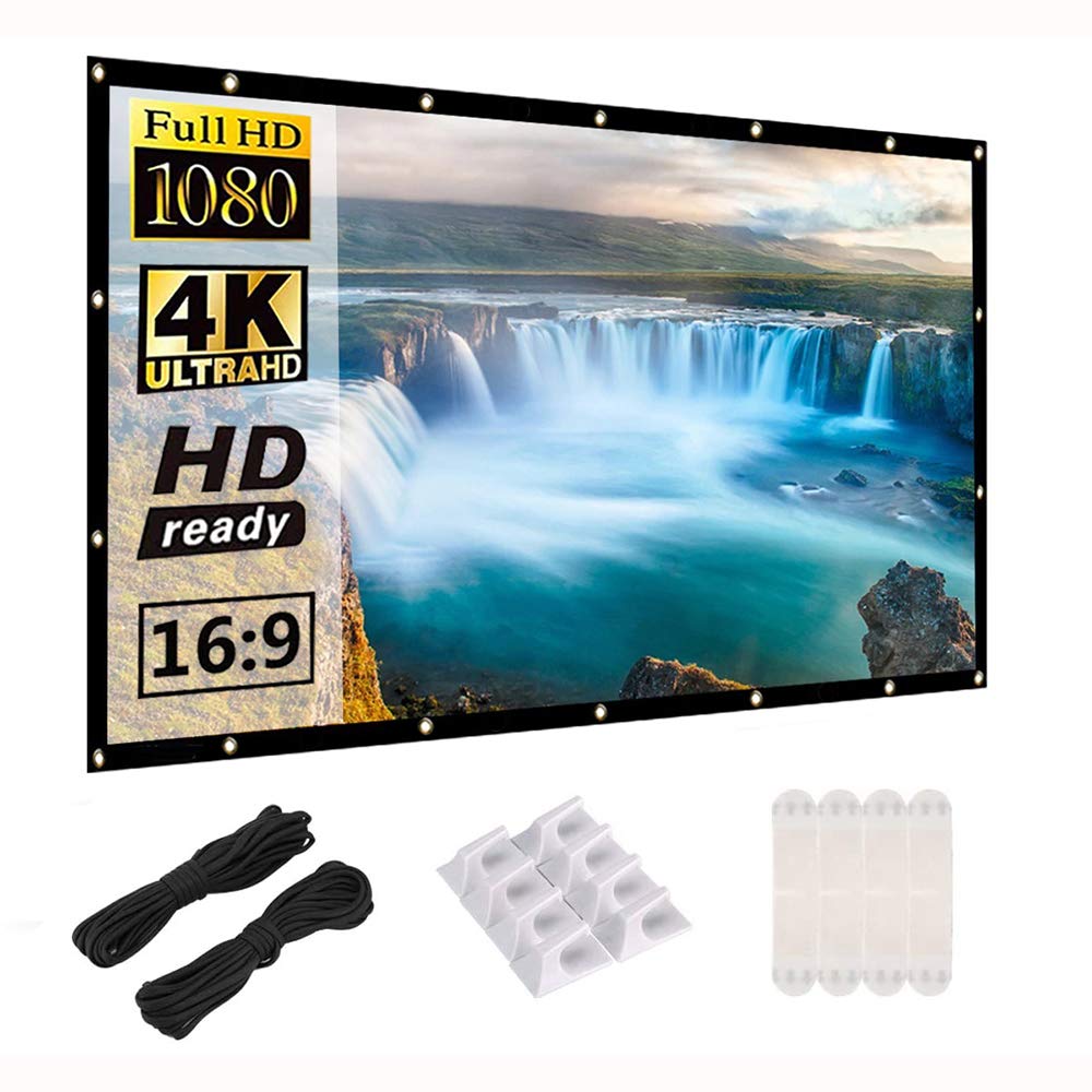 WownectProjector Screen 120 inch,16:9 Foldable Anti-Crease 4K Full HD Home Theater Projection Screen For Office Presentation Indoor Outdoor Movie Curtain Gaming Screen [Upgraded 120" Thick Version]